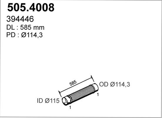 ASSO 505.4008 - Gofrēta caurule, Izplūdes gāzu sistēma autodraugiem.lv