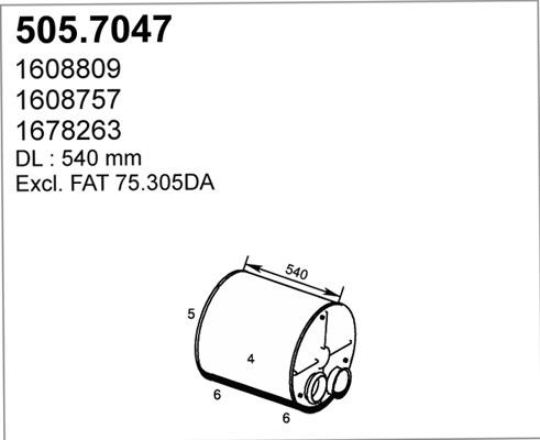 ASSO 505.7047 - Vidējais / Gala izpl. gāzu trokšņa slāpētājs autodraugiem.lv