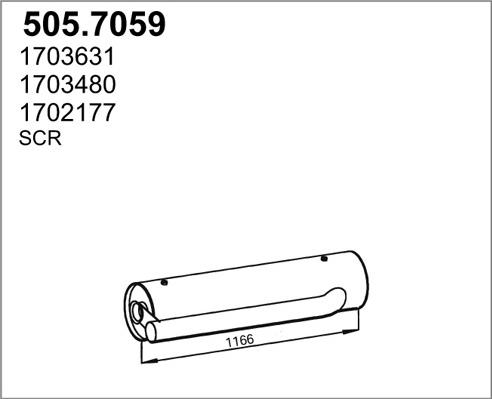 ASSO 505.7059 - Vidējais / Gala izpl. gāzu trokšņa slāpētājs autodraugiem.lv