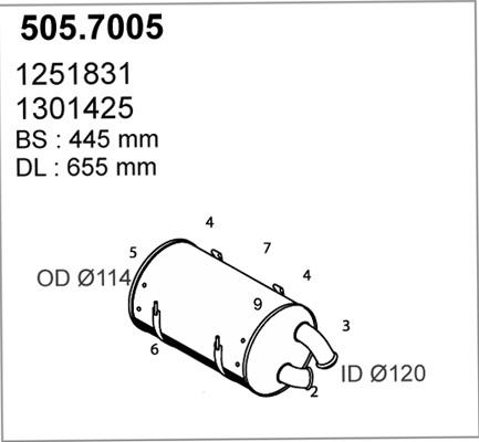 ASSO 505.7005 - Vidējais / Gala izpl. gāzu trokšņa slāpētājs autodraugiem.lv