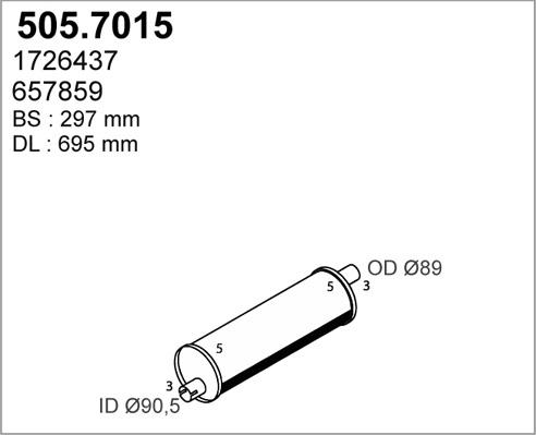 ASSO 505.7015 - Vidējais / Gala izpl. gāzu trokšņa slāpētājs autodraugiem.lv