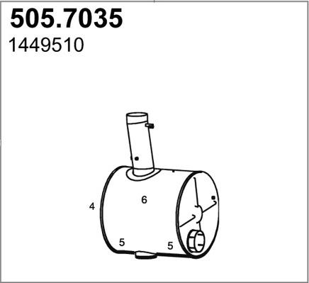ASSO 505.7035 - Vidējais / Gala izpl. gāzu trokšņa slāpētājs autodraugiem.lv