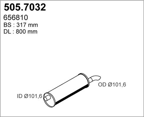 ASSO 505.7032 - Vidējais / Gala izpl. gāzu trokšņa slāpētājs autodraugiem.lv