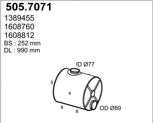 ASSO 505.7071 - Vidējais / Gala izpl. gāzu trokšņa slāpētājs autodraugiem.lv