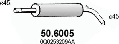 ASSO 50.6005 - Vidējais izpl. gāzu trokšņa slāpētājs autodraugiem.lv