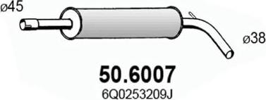 ASSO 50.6007 - Vidējais izpl. gāzu trokšņa slāpētājs autodraugiem.lv