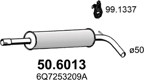 ASSO 50.6013 - Vidējais izpl. gāzu trokšņa slāpētājs autodraugiem.lv