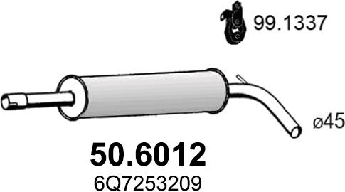 ASSO 50.6012 - Vidējais izpl. gāzu trokšņa slāpētājs autodraugiem.lv