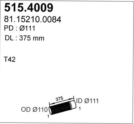 ASSO 515.4009 - Gofrēta caurule, Izplūdes gāzu sistēma autodraugiem.lv