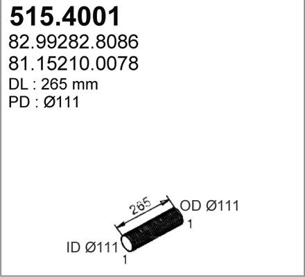 ASSO 515.4001 - Gofrēta caurule, Izplūdes gāzu sistēma autodraugiem.lv