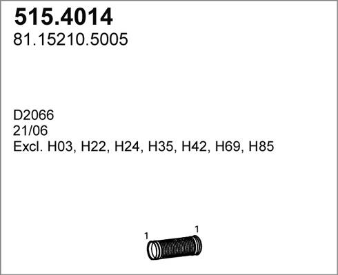 ASSO 515.4014 - Gofrēta caurule, Izplūdes gāzu sistēma autodraugiem.lv