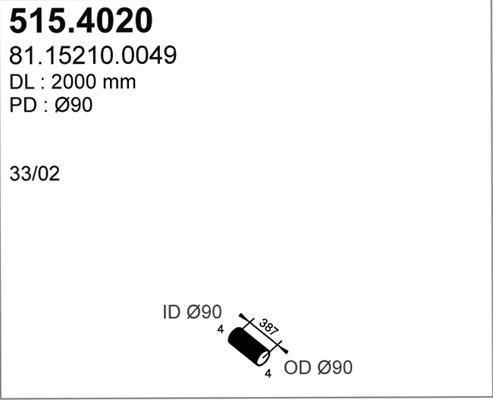 ASSO 515.4020 - Gofrēta caurule, Izplūdes gāzu sistēma autodraugiem.lv