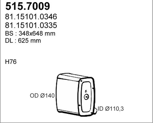 ASSO 515.7009 - Vidējais / Gala izpl. gāzu trokšņa slāpētājs autodraugiem.lv
