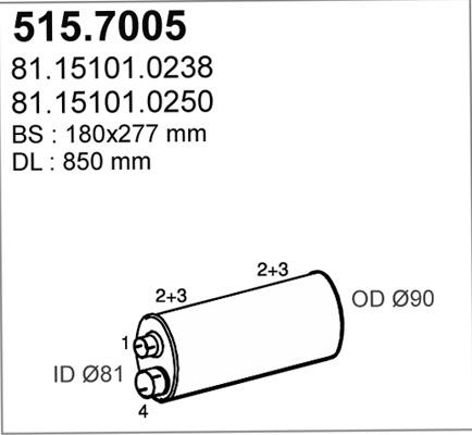 ASSO 515.7005 - Vidējais / Gala izpl. gāzu trokšņa slāpētājs autodraugiem.lv