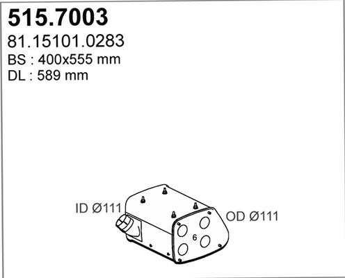 ASSO 515.7003 - Vidējais / Gala izpl. gāzu trokšņa slāpētājs autodraugiem.lv
