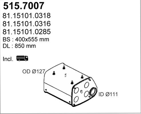 ASSO 515.7007 - Vidējais / Gala izpl. gāzu trokšņa slāpētājs autodraugiem.lv
