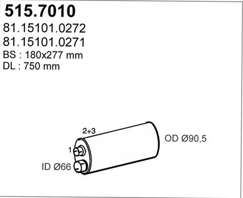 ASSO 515.7010 - Vidējais / Gala izpl. gāzu trokšņa slāpētājs autodraugiem.lv