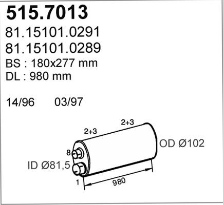 ASSO 515.7013 - Vidējais / Gala izpl. gāzu trokšņa slāpētājs autodraugiem.lv