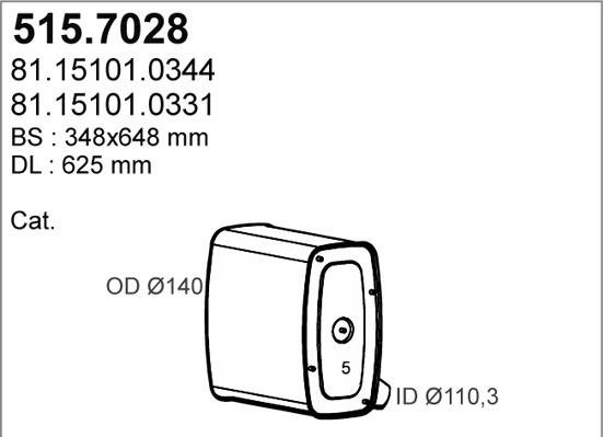 ASSO 515.7028 - Vidējais / Gala izpl. gāzu trokšņa slāpētājs autodraugiem.lv