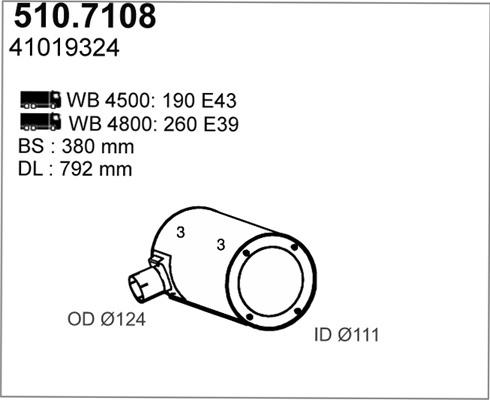 ASSO 510.7108 - Vidējais / Gala izpl. gāzu trokšņa slāpētājs autodraugiem.lv