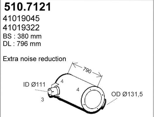 ASSO 510.7121 - Vidējais / Gala izpl. gāzu trokšņa slāpētājs autodraugiem.lv