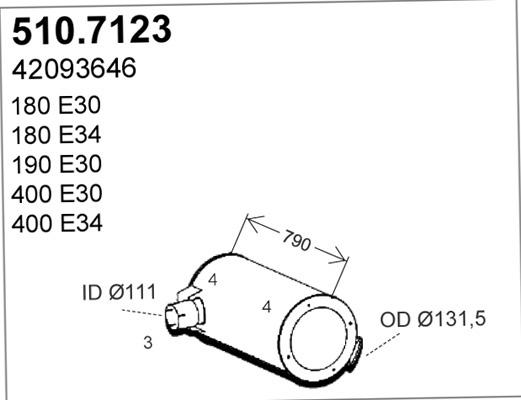 ASSO 510.7123 - Vidējais / Gala izpl. gāzu trokšņa slāpētājs autodraugiem.lv
