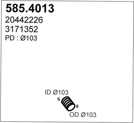 ASSO 585.4013 - Gofrēta caurule, Izplūdes gāzu sistēma autodraugiem.lv