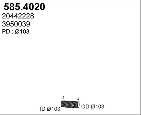 ASSO 585.4020 - Gofrēta caurule, Izplūdes gāzu sistēma autodraugiem.lv