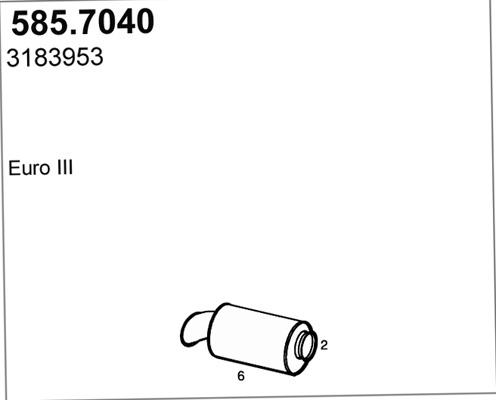 ASSO 585.7040 - Vidējais / Gala izpl. gāzu trokšņa slāpētājs autodraugiem.lv