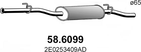 ASSO 58.6099 - Vidējais izpl. gāzu trokšņa slāpētājs autodraugiem.lv