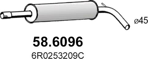ASSO 58.6096 - Vidējais izpl. gāzu trokšņa slāpētājs autodraugiem.lv