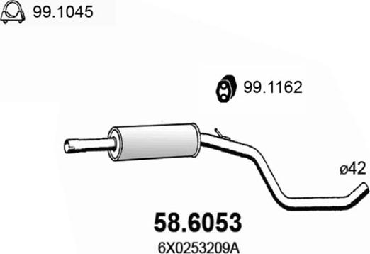ASSO 58.6053 - Vidējais izpl. gāzu trokšņa slāpētājs autodraugiem.lv