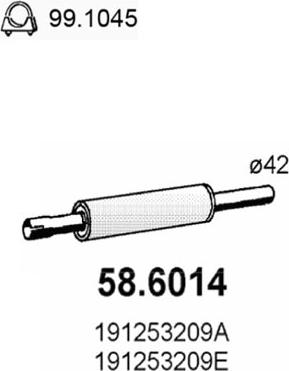 ASSO 58.6014 - Vidējais izpl. gāzu trokšņa slāpētājs autodraugiem.lv