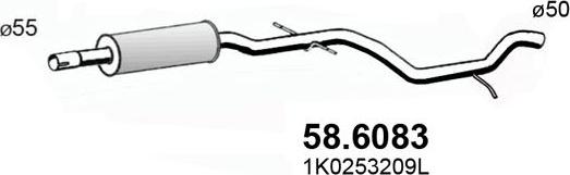 ASSO 58.6083 - Vidējais izpl. gāzu trokšņa slāpētājs autodraugiem.lv