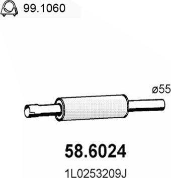 ASSO 58.6024 - Vidējais izpl. gāzu trokšņa slāpētājs autodraugiem.lv