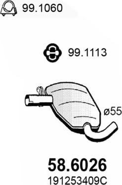 ASSO 58.6026 - Vidējais izpl. gāzu trokšņa slāpētājs autodraugiem.lv