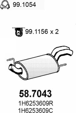 ASSO 58.7043 - Izplūdes gāzu trokšņa slāpētājs (pēdējais) autodraugiem.lv