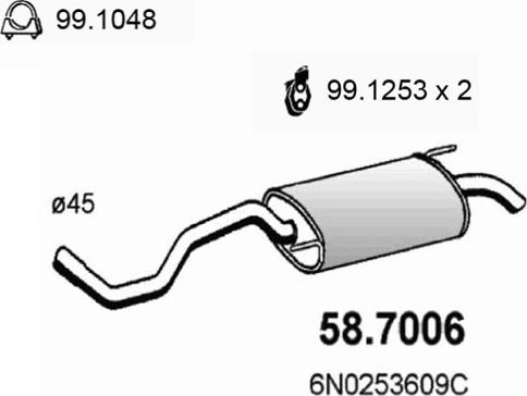 ASSO 58.7006 - Izplūdes gāzu trokšņa slāpētājs (pēdējais) autodraugiem.lv