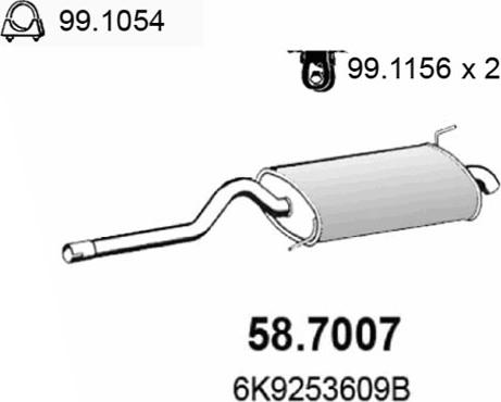 ASSO 58.7007 - Izplūdes gāzu trokšņa slāpētājs (pēdējais) autodraugiem.lv