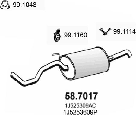 ASSO 58.7017 - Izplūdes gāzu trokšņa slāpētājs (pēdējais) autodraugiem.lv