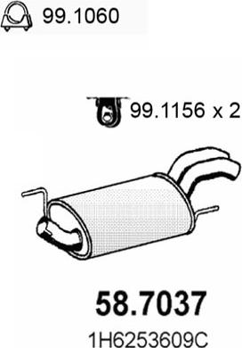 ASSO 58.7037 - Izplūdes gāzu trokšņa slāpētājs (pēdējais) autodraugiem.lv
