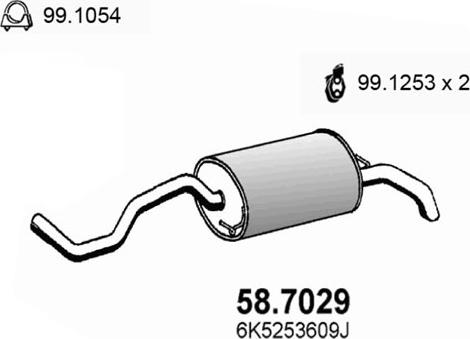 ASSO 58.7029 - Izplūdes gāzu trokšņa slāpētājs (pēdējais) autodraugiem.lv