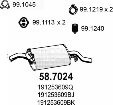 ASSO 58.7024 - Izplūdes gāzu trokšņa slāpētājs (pēdējais) autodraugiem.lv