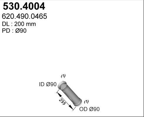 ASSO 530.4004 - Gofrēta caurule, Izplūdes gāzu sistēma autodraugiem.lv