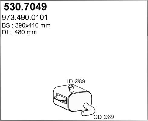 ASSO 530.7049 - Vidējais / Gala izpl. gāzu trokšņa slāpētājs autodraugiem.lv