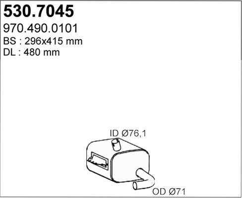 ASSO 530.7045 - Vidējais / Gala izpl. gāzu trokšņa slāpētājs autodraugiem.lv