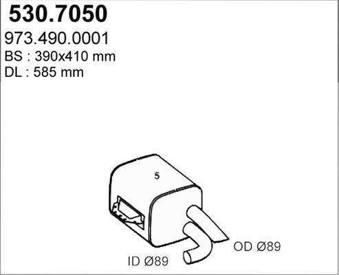 ASSO 530.7050 - Vidējais / Gala izpl. gāzu trokšņa slāpētājs autodraugiem.lv
