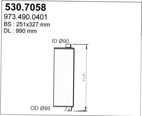 ASSO 530.7058 - Vidējais / Gala izpl. gāzu trokšņa slāpētājs autodraugiem.lv
