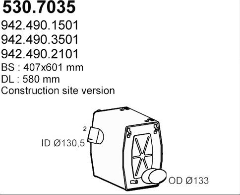 ASSO 530.7035 - Vidējais / Gala izpl. gāzu trokšņa slāpētājs autodraugiem.lv