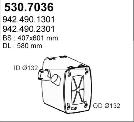 ASSO 530.7036 - Vidējais / Gala izpl. gāzu trokšņa slāpētājs autodraugiem.lv
